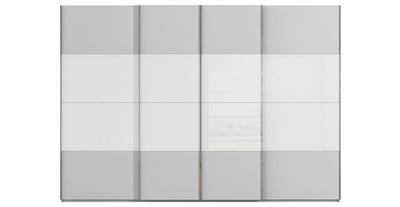 SCHWEBETÜRENSCHRANK  in Weiß, Seidengrau  - Chromfarben/Seidengrau, KONVENTIONELL, Glas/Holzwerkstoff (316/223/68cm) - Novel