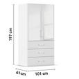 DREHTÜRENSCHRANK in Weiß - Weiß, Design, Glas/Holzwerkstoff (101/197/60cm) - Novel