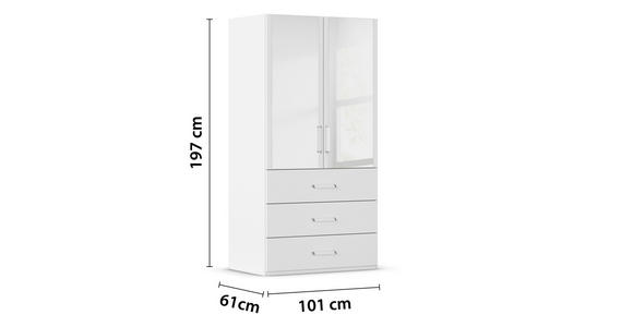 DREHTÜRENSCHRANK in Weiß - Weiß, Design, Glas/Holzwerkstoff (101/197/60cm) - Novel
