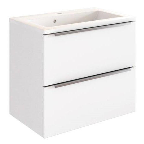 WASCHTISCHKOMBI 60 cm  - Edelstahlfarben/Weiß, KONVENTIONELL, Holzwerkstoff/Stein (60cm) - Xora