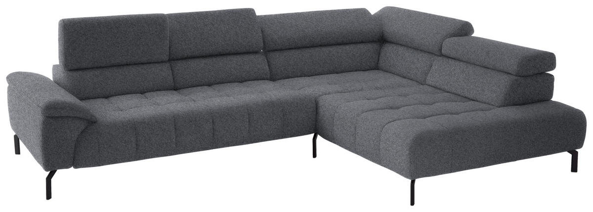 ECKSOFA in Chenille Grau  323/222 cm  - Schwarz/Grau, Design, Textil/Metall (323/222cm) - Beldomo Style