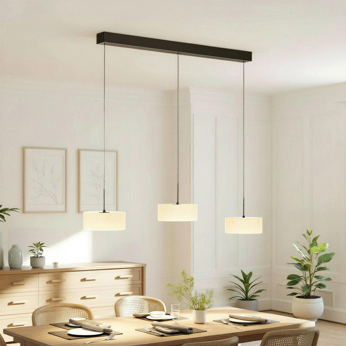 LED-HÄNGELEUCHTE Marika 105/20/180 cm   - Schwarz, Design, Glas/Kunststoff (105/20/180cm) - Paul Neuhaus