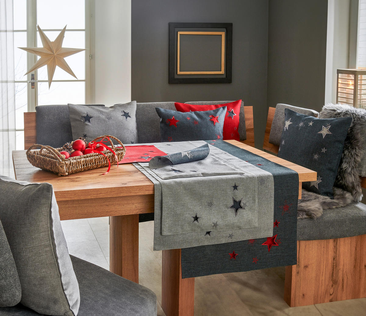 DEKORAČNÝ VANKÚŠ 50/50 cm - sivá/antracitová, Konventionell, textil (50/50cm) - X-Mas