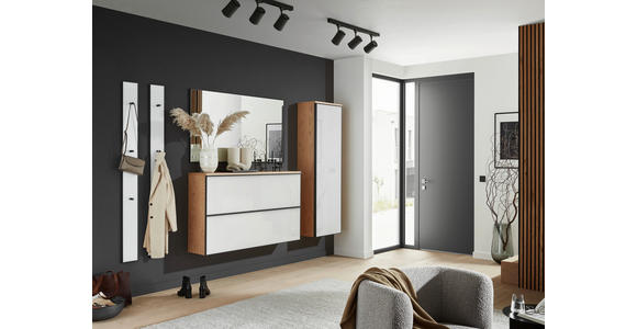 GARDEROBE 5-teilig  in 255/190/37 cm  - Eichefarben/Weiß, Design, Glas/Holz (255/190/37cm) - Dieter Knoll