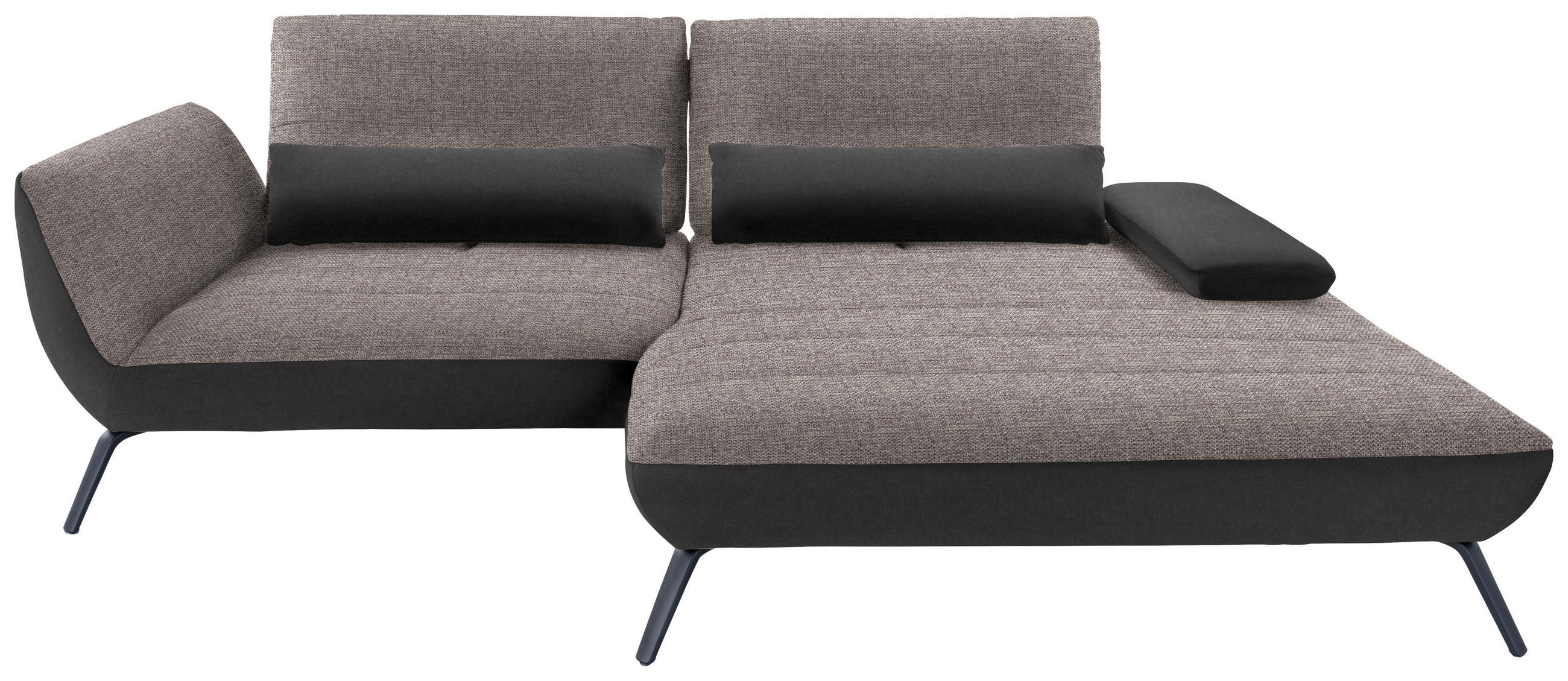 ECKSOFA in Webstoff Graubraun  273/191 cm  - Graubraun/Schwarz, KONVENTIONELL, Textil/Metall (273/191cm) - Carryhome