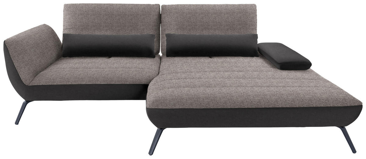 ECKSOFA in Webstoff Graubraun  - Graubraun/Schwarz, Konventionell, Textil/Metall (273/191cm) - Carryhome