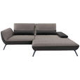 ECKSOFA in Webstoff Graubraun  - Graubraun/Schwarz, KONVENTIONELL, Textil/Metall (273/191cm) - Carryhome