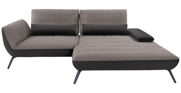 ECKSOFA in Webstoff Graubraun  - Graubraun/Schwarz, KONVENTIONELL, Textil/Metall (273/191cm) - Carryhome