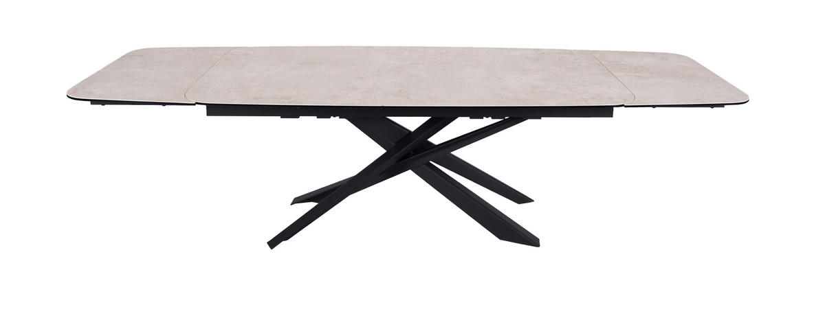 ESSTISCH in Metall, Glas, Keramik 190-290/100/76 cm  - Beige/Schwarz, Design, Glas/Keramik (190-290/100/76cm) - Novel