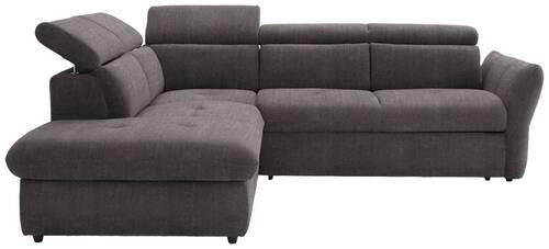 ECKSOFA in Velours Grau  224/254 cm  - Schwarz/Grau, Design, Kunststoff/Textil (224/254cm) - Stylife