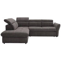 ECKSOFA in Velours Grau  224/254 cm  - Schwarz/Grau, Design, Kunststoff/Textil (224/254cm) - Stylife