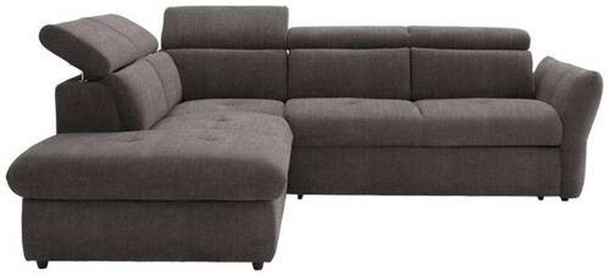 ECKSOFA in Velours Grau  224/254 cm  - Schwarz/Grau, Design, Kunststoff/Textil (224/254cm) - Stylife