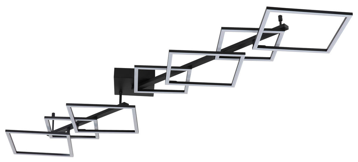 DECKENLEUCHTE 160/35/13,5 cm  - Opal/Schwarz, Trend, Kunststoff/Metall (160/35/13,5cm) - Collett's Monde