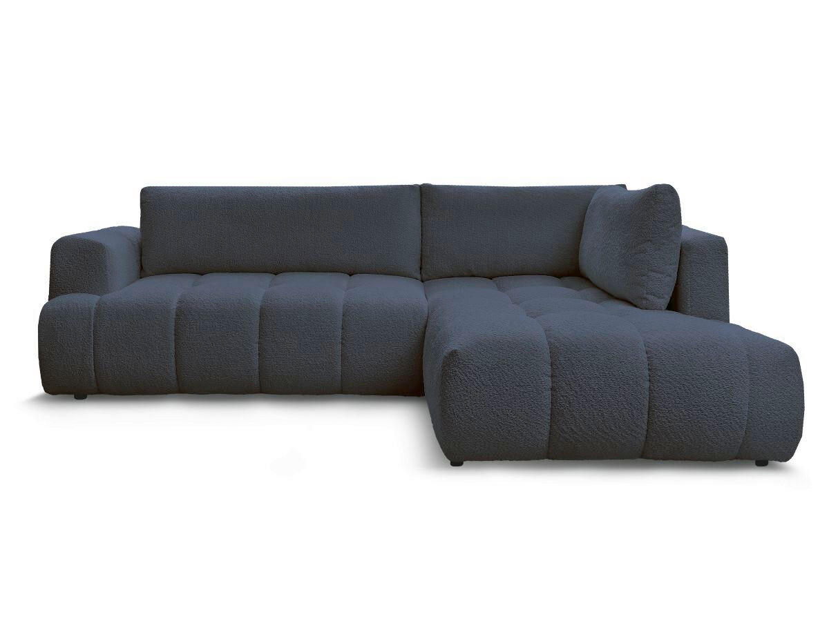 ECKSCHLAFSOFA FUJI Bouclé Dunkelblau  inkl.  - Schwarz/Dunkelblau, MODERN, Kunststoff/Textil (282/204cm)
