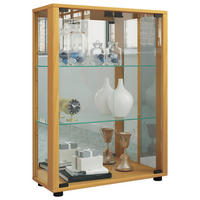 VITRINE in Buchefarben  - Buchefarben/Schwarz, Modern, Glas/Holzwerkstoff (60/80/25cm) - MID.YOU