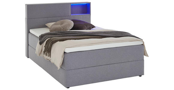 BOXSPRINGBETT 120/200 cm in Hellgrau - Hellgrau/Schwarz, Design, Holz/Textil (120/200cm) - Xora
