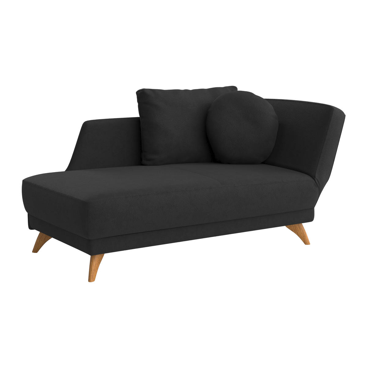 RÉCAMIERE in Flachgewebe Schwarz  - Eichefarben/Schwarz, Modern, Holz/Textil (205/74-87/94cm) - Bali