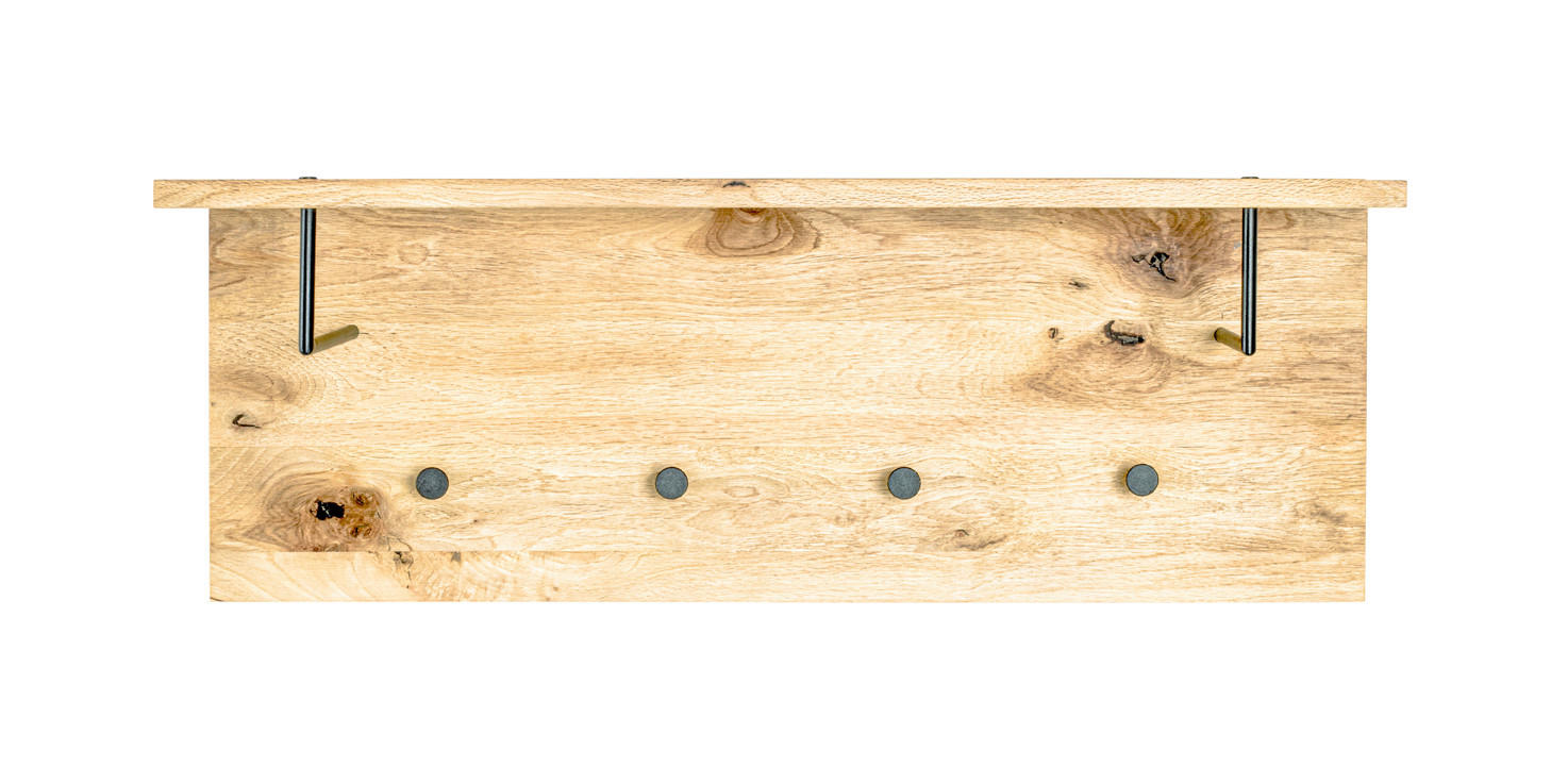 WANDGARDEROBE  in Eiche massiv Schwarz, Eichefarben  - Eichefarben/Schwarz, Basics, Holz/Metall (80/30/20cm)