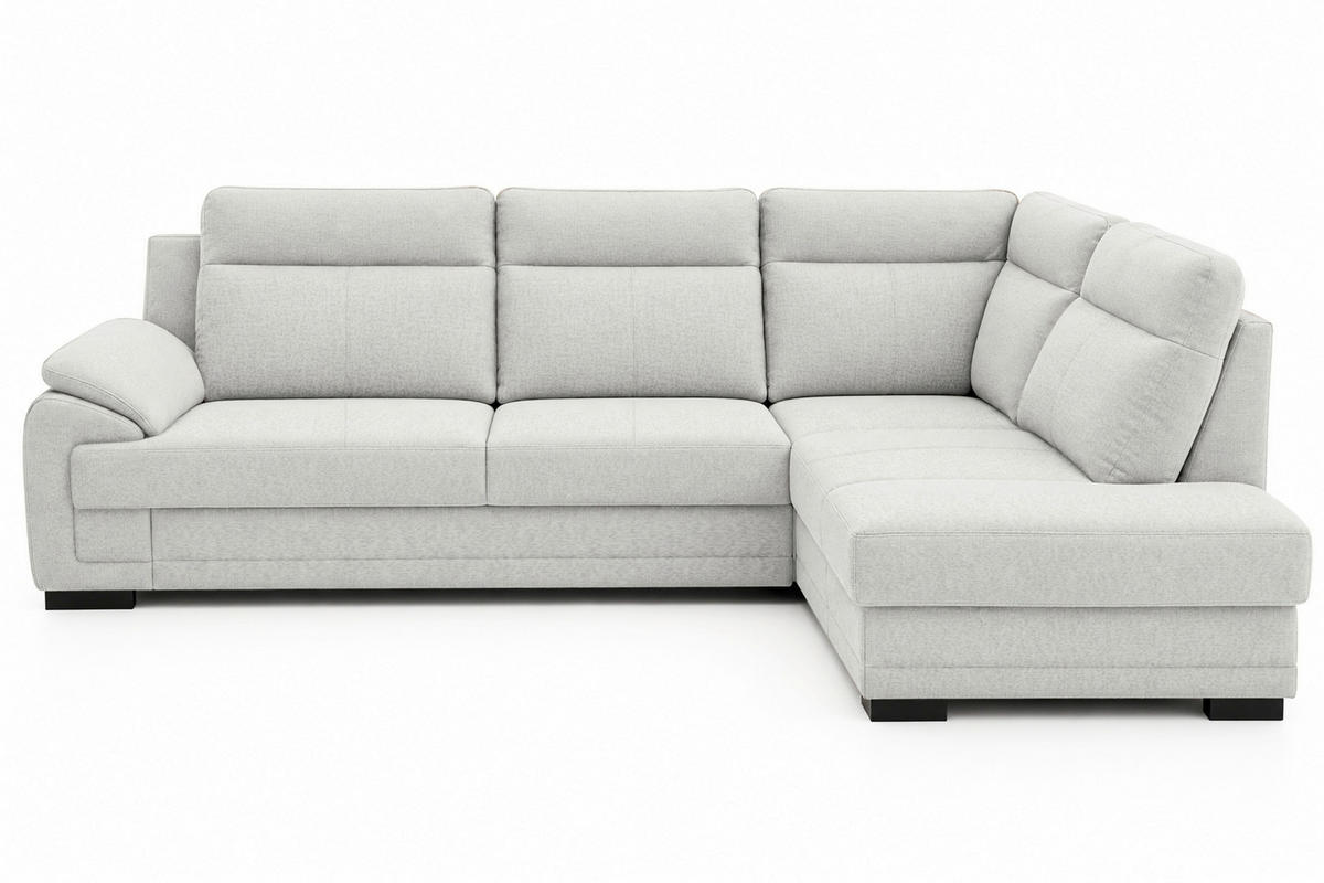 ECKSOFA ALTONA in Flachgewebe Hellgrau  - Hellgrau/Schwarz, Basics, Holz/Holzwerkstoff (272/207cm) - MID.YOU