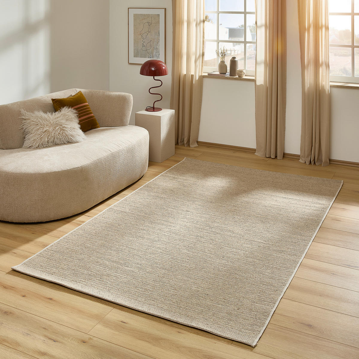 FLACHWEBETEPPICH Wohnzimmer 200/290 cm Beige rechteckig  - Beige, Basics, Textil (200/290cm) - Novel