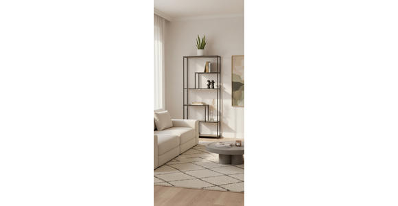 REGAL Naturfarben, Schwarz  - Schwarz/Naturfarben, Basics, Holzwerkstoff/Metall (70/170/33cm) - Xora