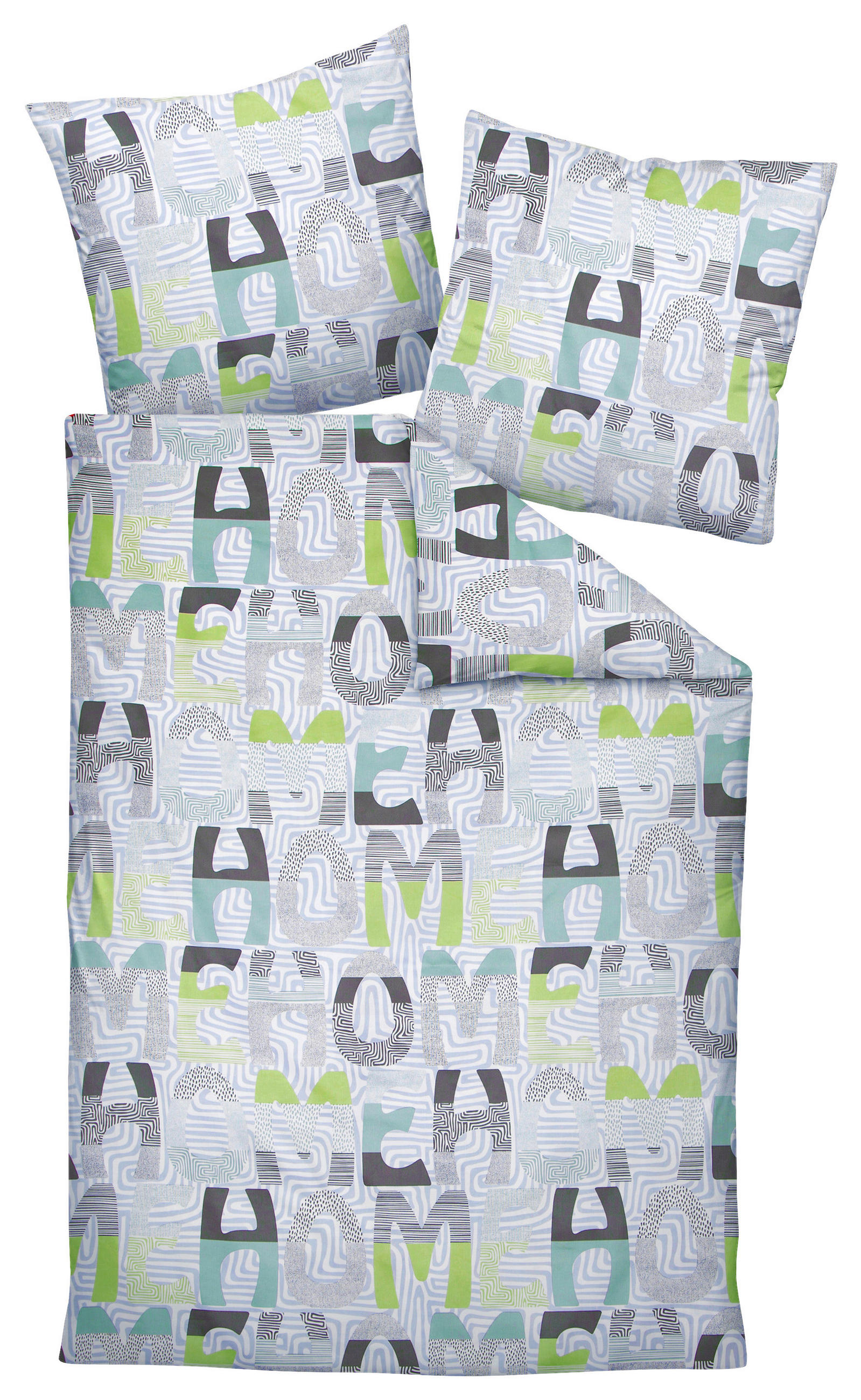 BETTWÄSCHE PALERMO Makosatin 135/200 cm  - Grau/Grün, Design, Textil (135/200cm) - Janine