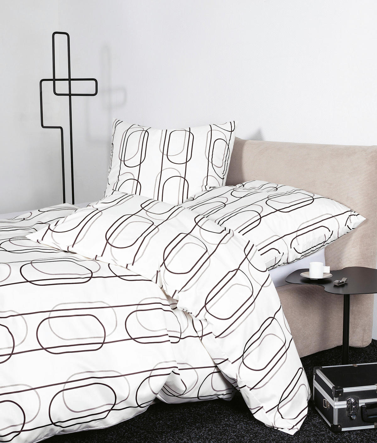 POSTELJINA 140/220 cm  J.D.  - bijela/siva, Konvencionalno, tekstil (140/220cm) - Janine