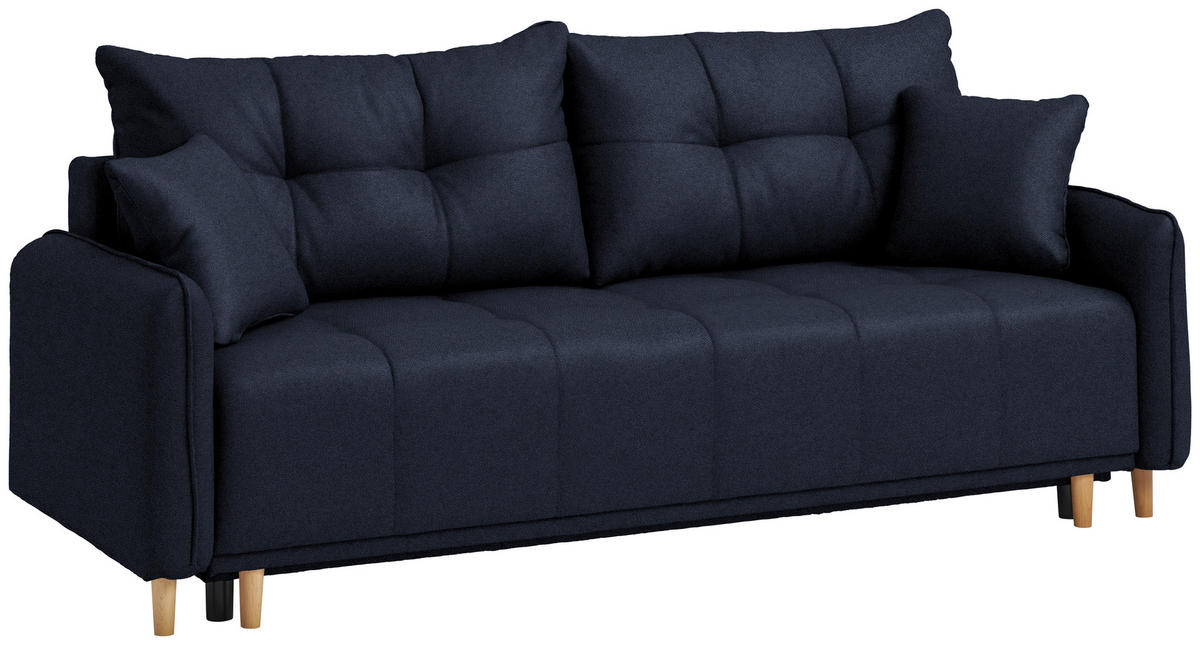 SCHLAFSOFA  in Struktur Dunkelblau  - Buchefarben/Dunkelblau, Design, Holz/Textil (217/97/101cm) - Carryhome