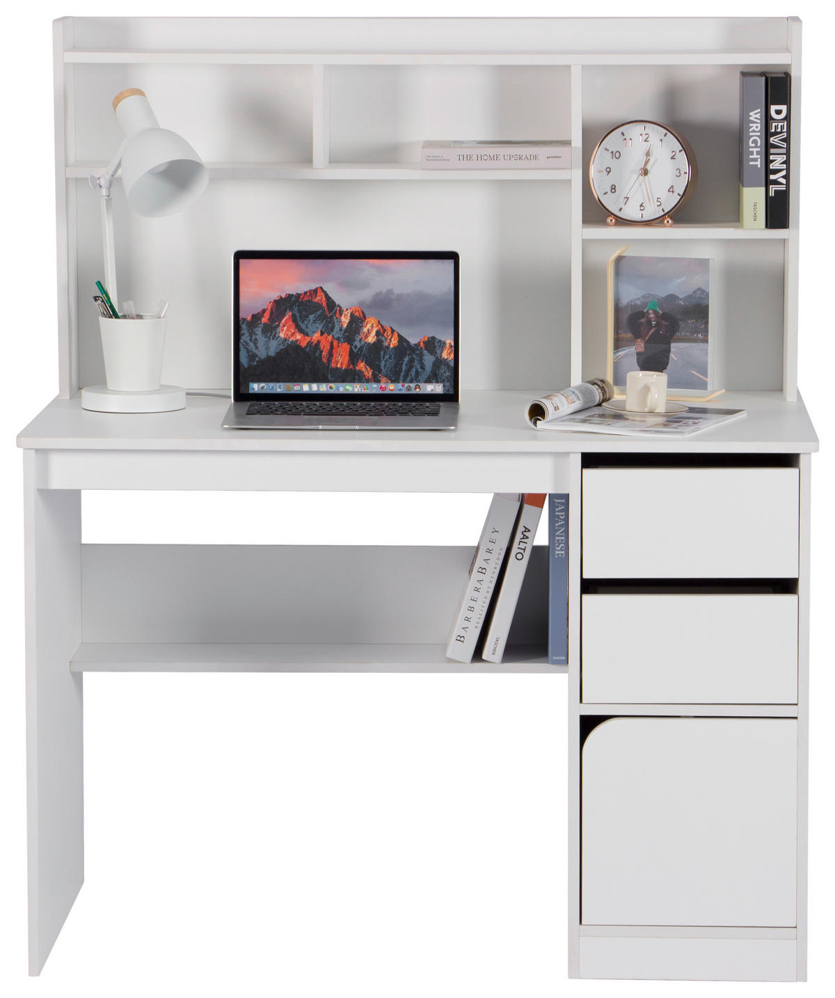 SCHREIBTISCH 110/60/131 cm Weiß  - Weiß, MODERN, Holzwerkstoff (110/60/131cm) - Livetastic