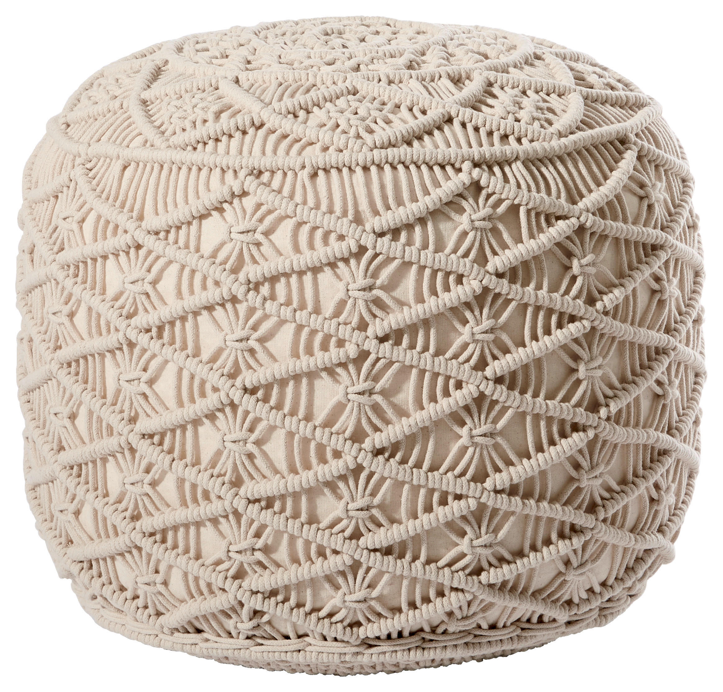 POUF in Beige Textil  - Beige, Trend, Textil (45/45cm) - Linea Natura