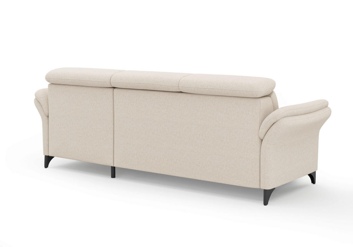 ECKSOFA GLENDALE E Creme Flachgewebe  - Creme/Schwarz, KONVENTIONELL, Textil/Metall (253/166cm) - Sit & More