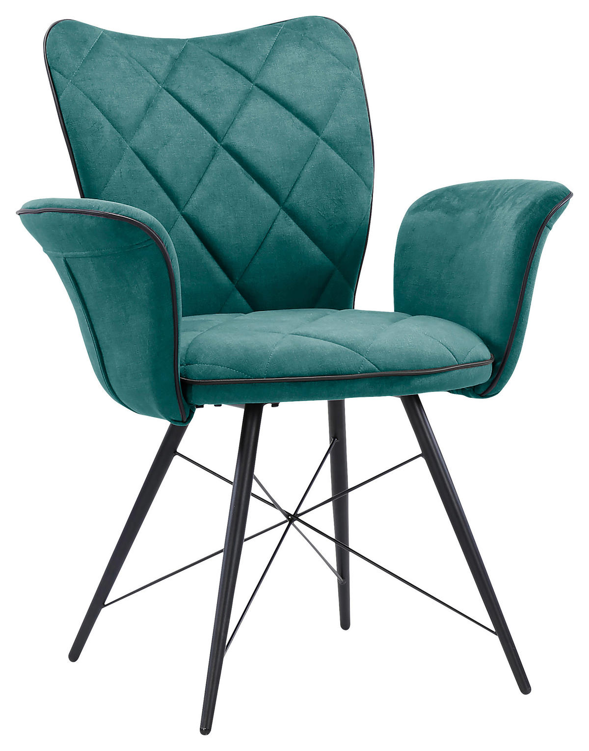 ARMLEHNSTUHL Webstoff  - Petrol/Schwarz, Design, Textil/Metall (73/89/62cm) - Hom`in