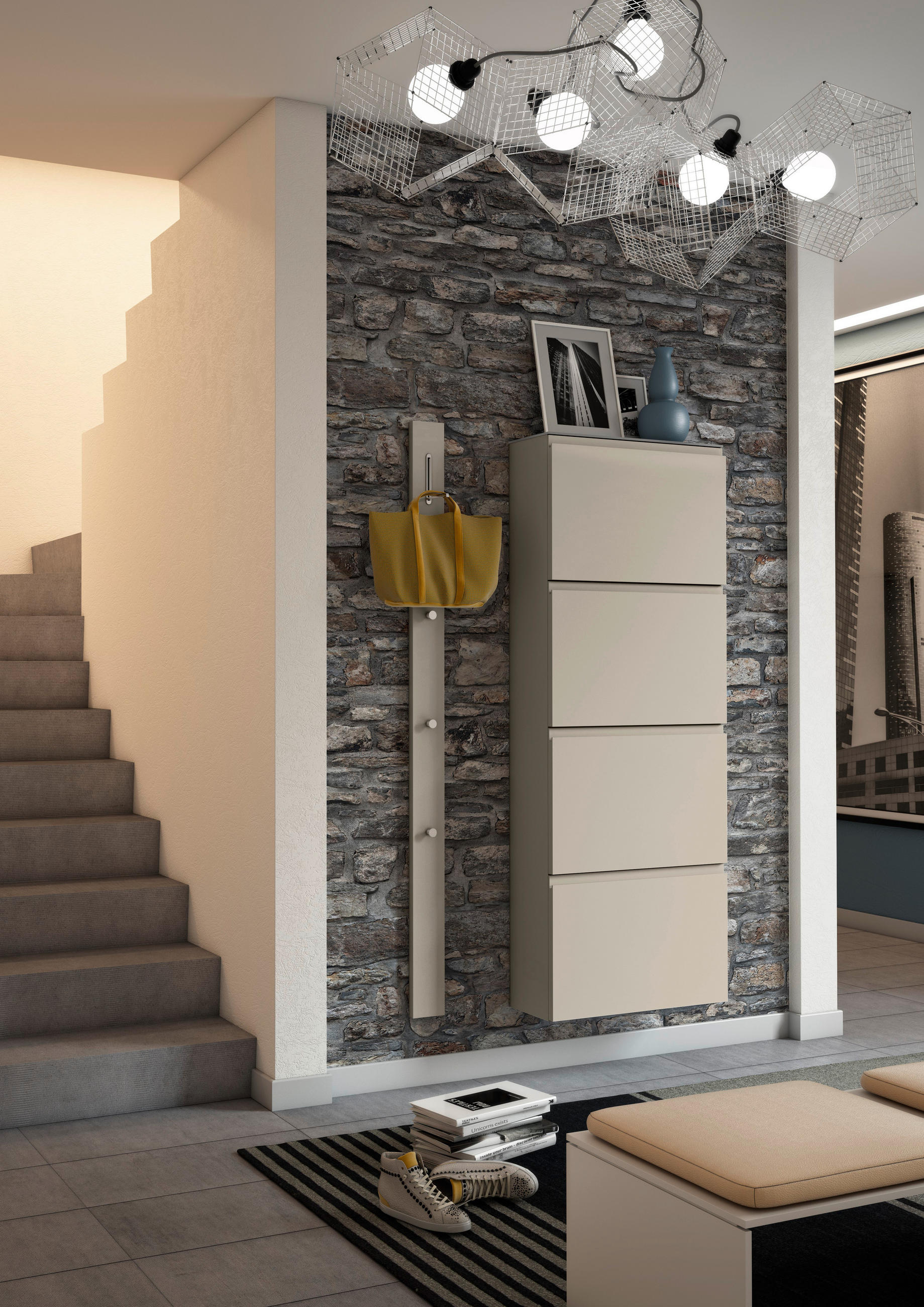 GARDEROBE 2-teilig  in 90/185/33 cm  - Taupe, Design, Glas/Holzwerkstoff (90/185/33cm) - Moderano