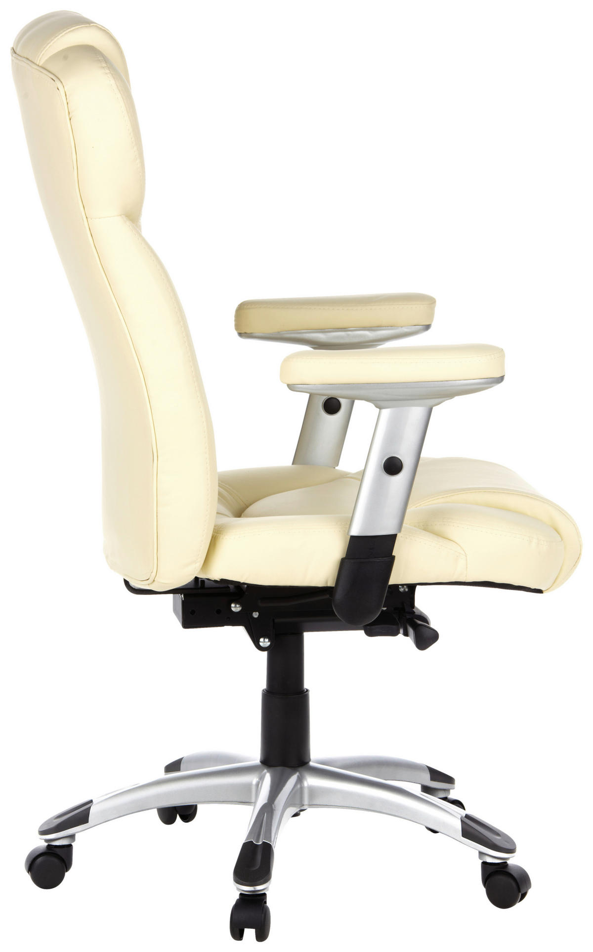 CHEFSESSEL Lederlook Creme, Silberfarben  - Silberfarben/Creme, MODERN, Kunststoff/Textil (63/131/53cm) - MID.YOU