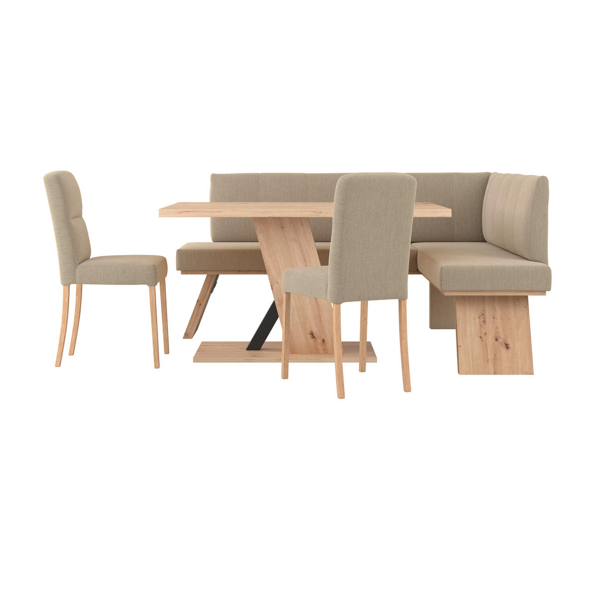 ECKBANK 185/150 cm Webstoff Beige   - Eichefarben/Beige, KONVENTIONELL, Textil (185/150cm) - Livetastic