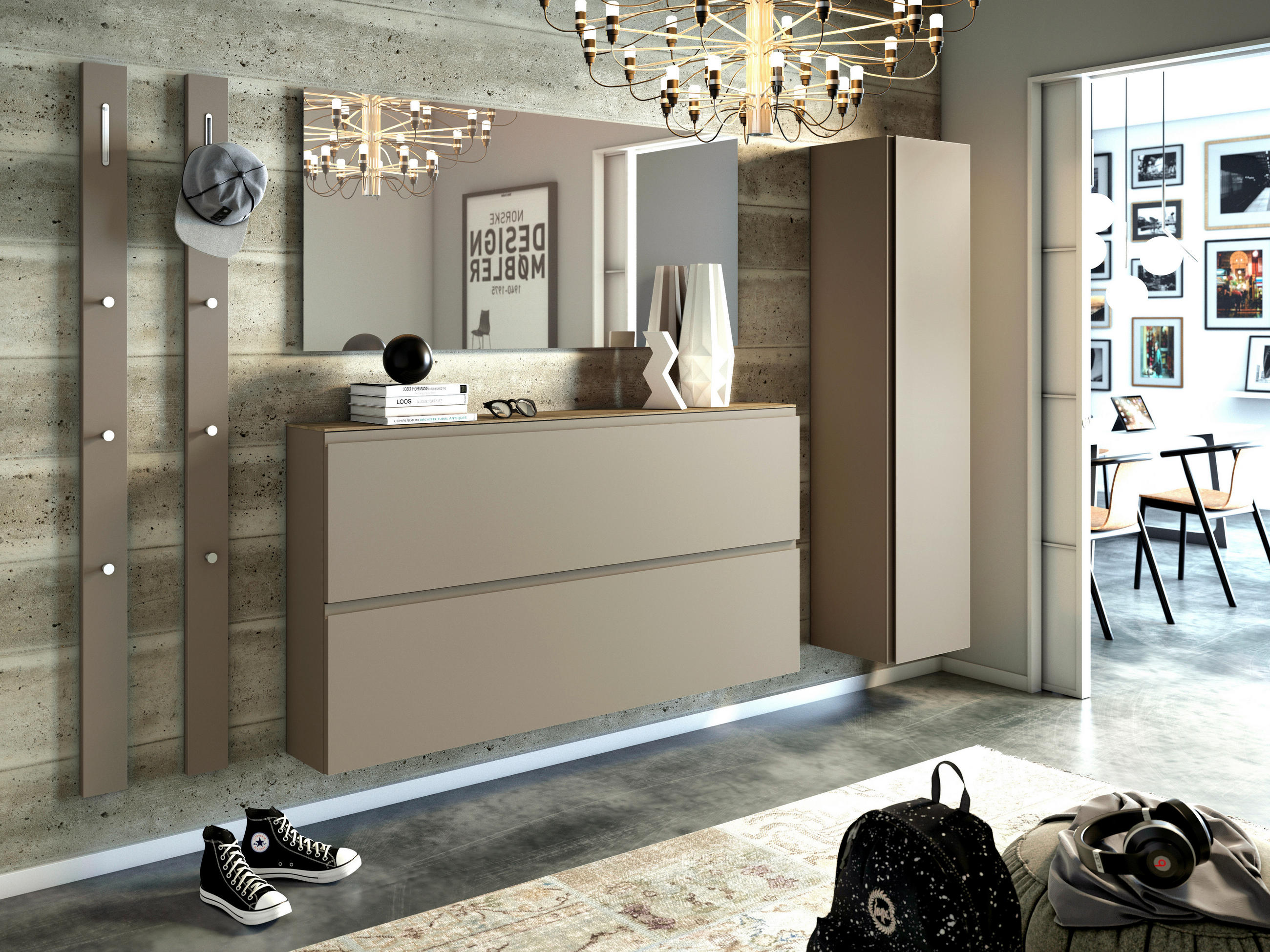 SCHUHKIPPER 160/81/22 cm  - Sandfarben/Taupe, Design, Holzwerkstoff (160/81/22cm) - Moderano