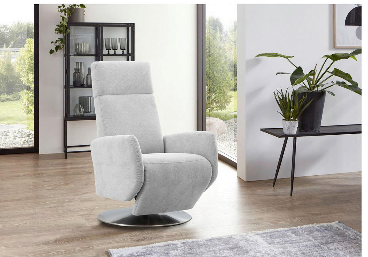RELAXSESSEL KOBRA V Flachgewebe    - Chromfarben/Hellgrau, KONVENTIONELL, Textil/Metall (71/110/82cm) - Sit & More