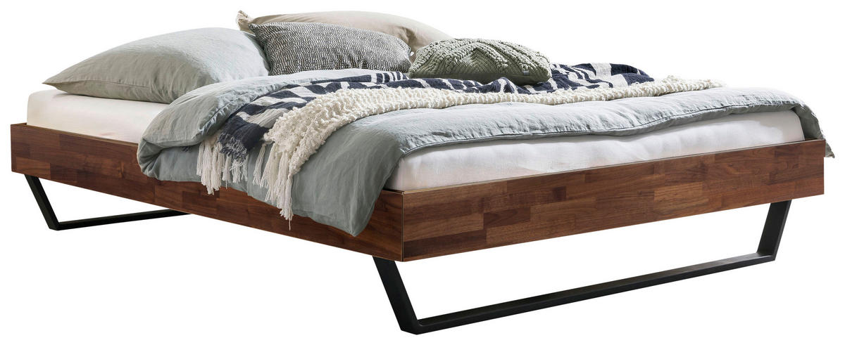 BETT 160/200 cm  in Anthrazit, Nussbaumfarben  - Anthrazit/Nussbaumfarben, KONVENTIONELL, Holz/Metall (160/200cm) - Hasena