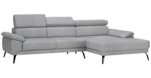 ECKSOFA in Velours Grau  - Schwarz/Grau, Design, Textil/Metall (295/187cm) - Novel