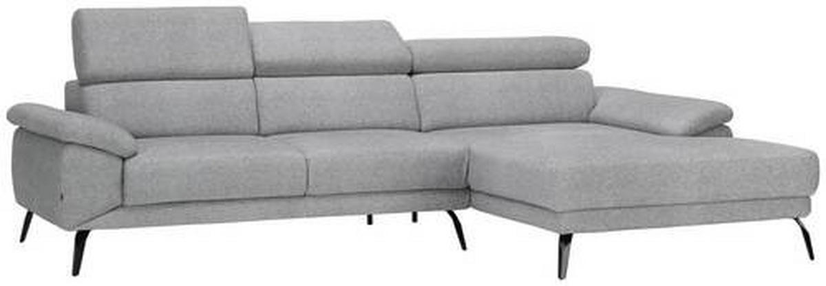 ECKSOFA in Velours Grau  - Schwarz/Grau, Design, Textil/Metall (295/187cm) - Novel