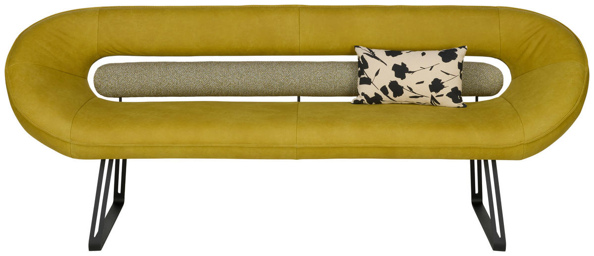 SITZBANK 220/89/68 cm  in Grün, Schwarz  - Beige/Schwarz, Design, Leder/Textil (220/89/68cm) - Koinor