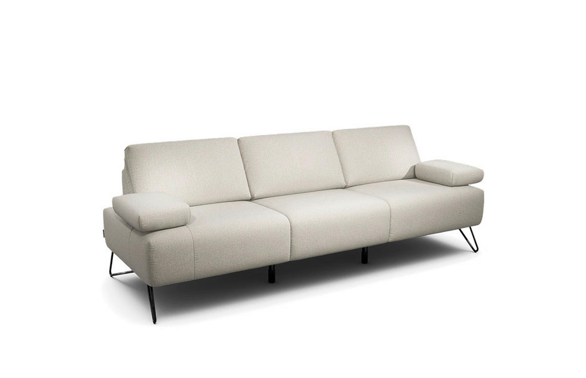 3-SITZER-SOFA in Chenille Naturfarben  - Schwarz/Naturfarben, Design, Textil/Metall (234-264/85/86-94cm) - SENSOO