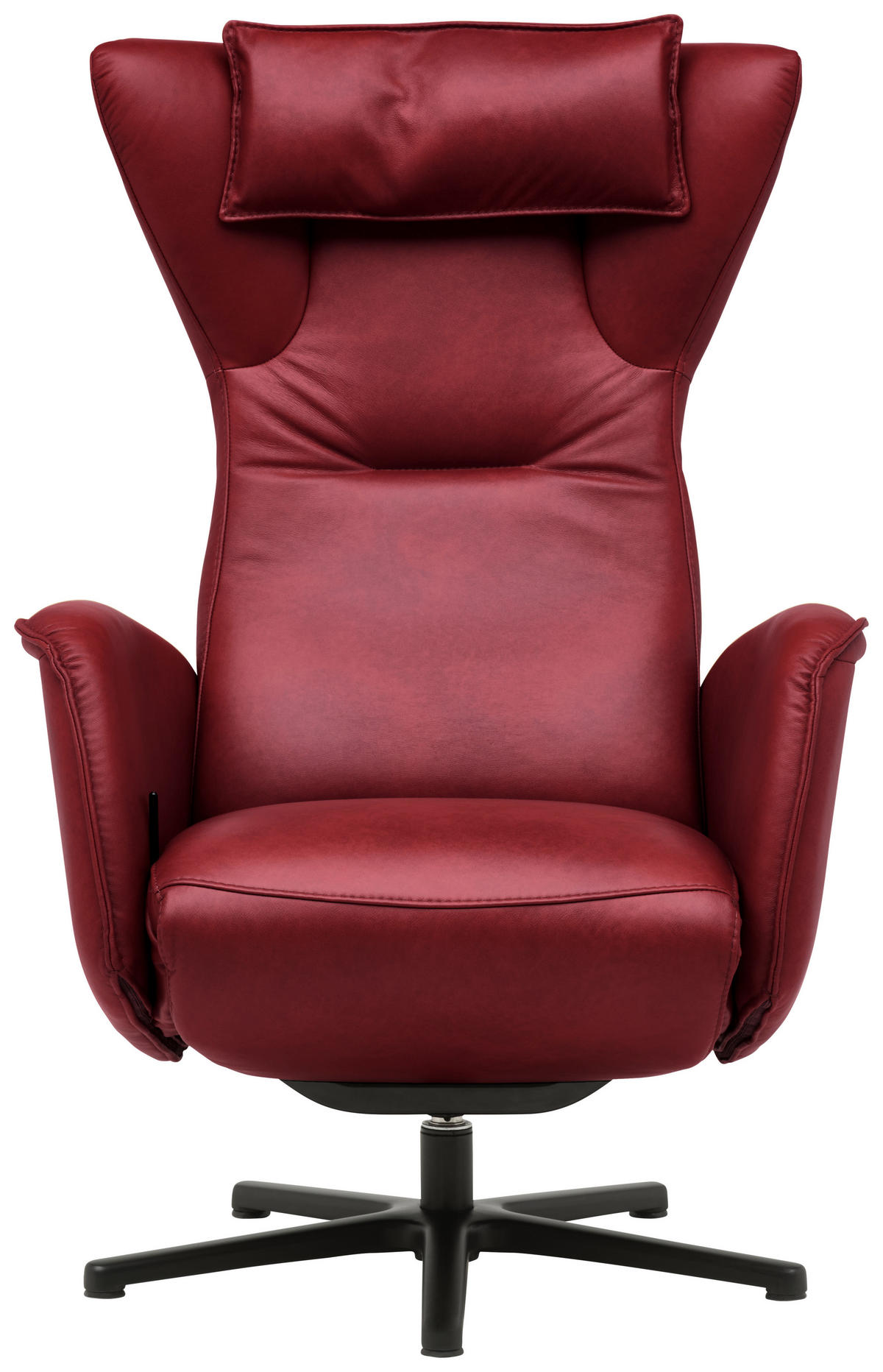 RELAXSESSEL Leder Rot  - Rot/Schwarz, Design, Leder/Metall (75/106/86cm) - Valdera