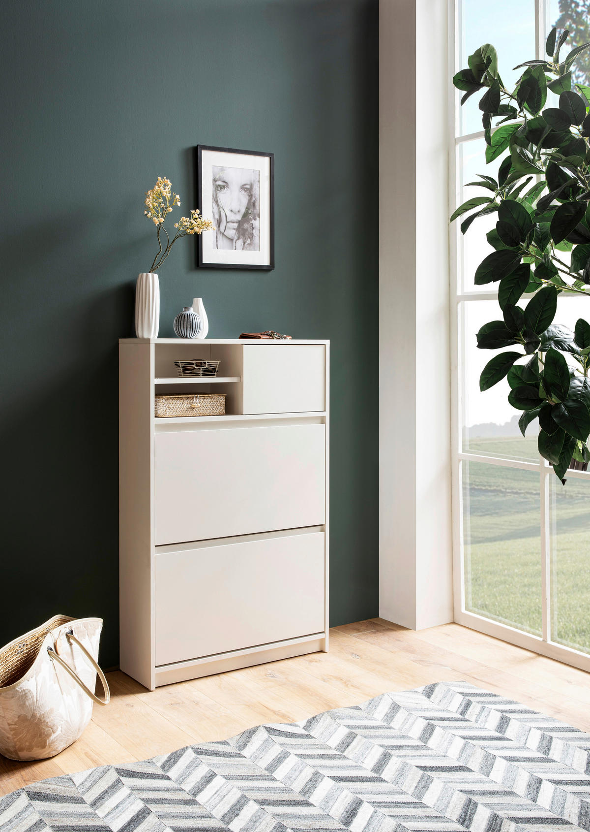 SCHUHSCHRANK Weiß  - Weiß, Design, Holzwerkstoff (71/110/24cm) - MID.YOU