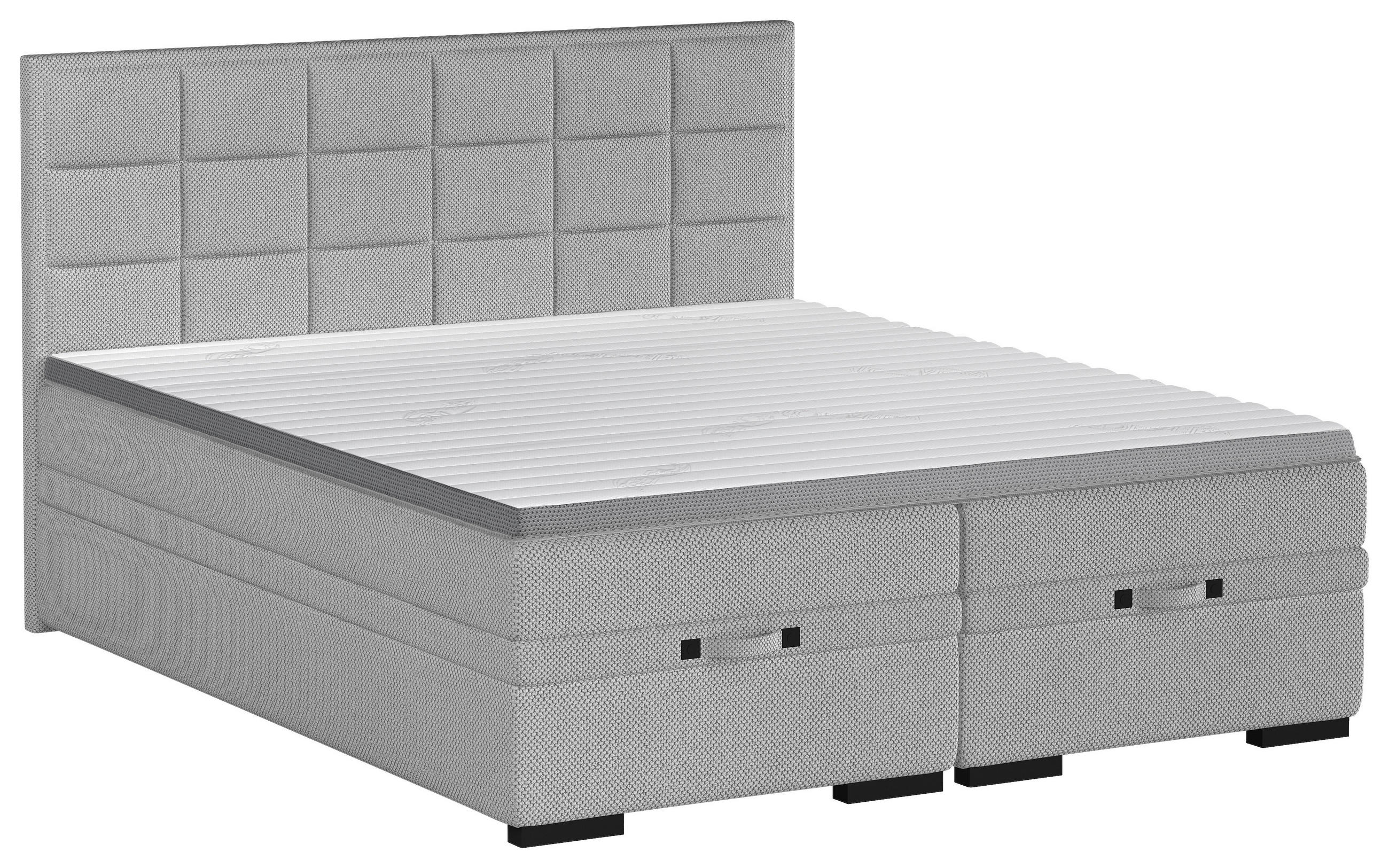 BOXSPRINGBETT 180/200 cm  in Hellgrau  - Hellgrau/Schwarz, KONVENTIONELL, Kunststoff/Textil (180/200cm) - home24