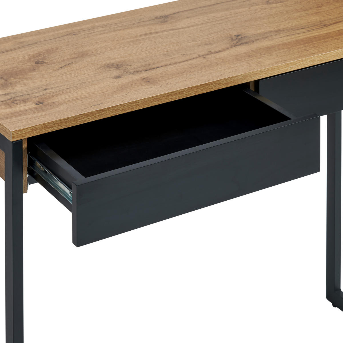 SCHREIBTISCH 101.6/40/76 cm Schwarz, Eichefarben  - Schwarz Hochglanz/Eichefarben, MODERN, Holzwerkstoff/Metall (101.6/40/76cm) - MID.YOU