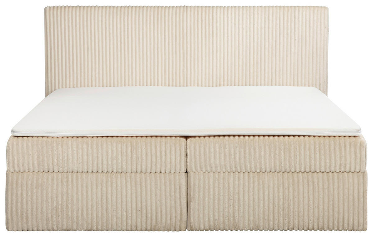 BOXBETT 180/200 cm,  in Grau, gepolstertes Kopfteil, Bettkasten, Topper, Matratzen, H3 + H3 = fest  - Schwarz/Grau, Basics, Kunststoff/Textil (180/200cm) - Chameo