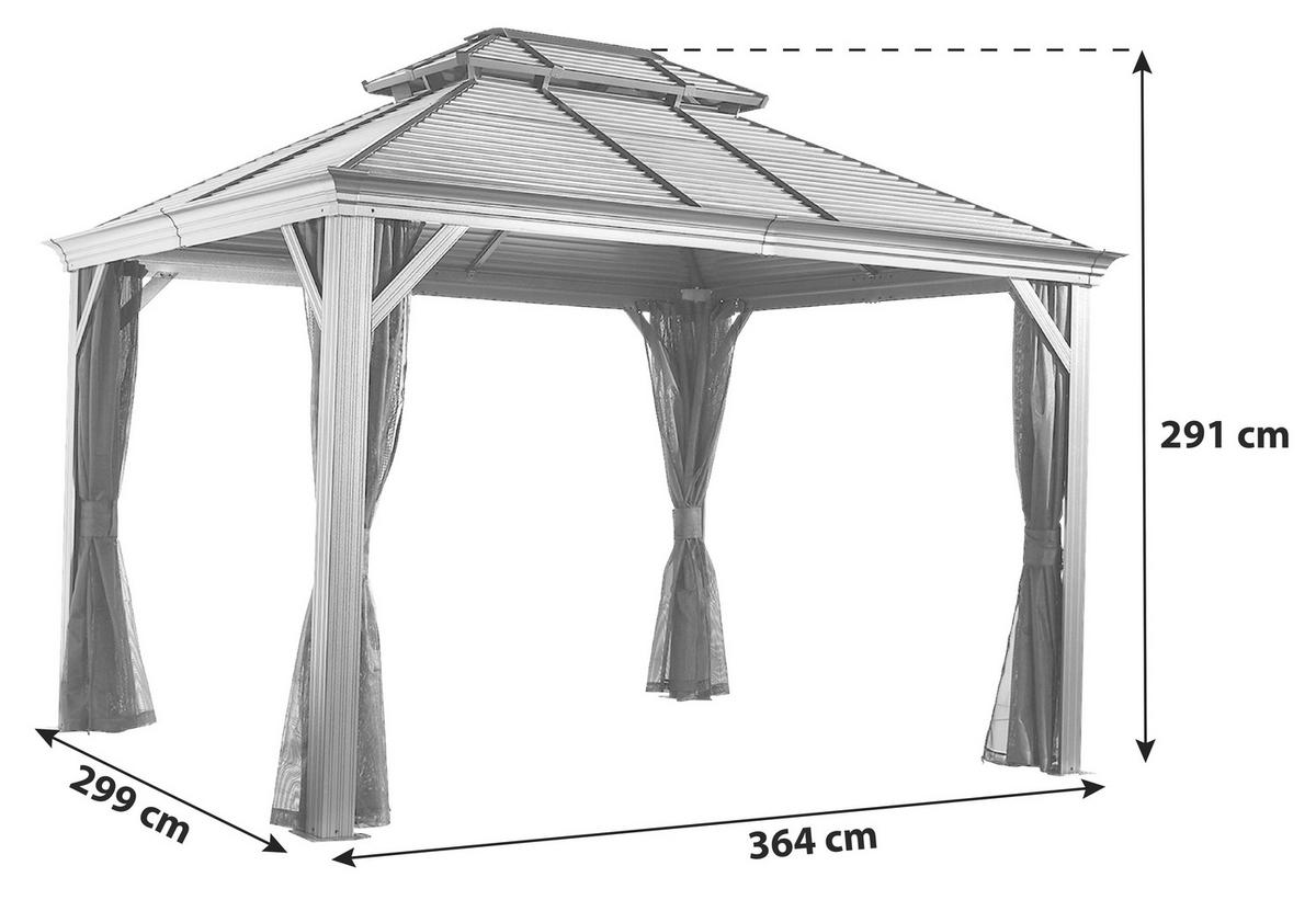 PAVILLON 364/291/299 cm Aluminium  - Anthrazit, Basics, Metall (364/291/299cm) - Ambia Garden