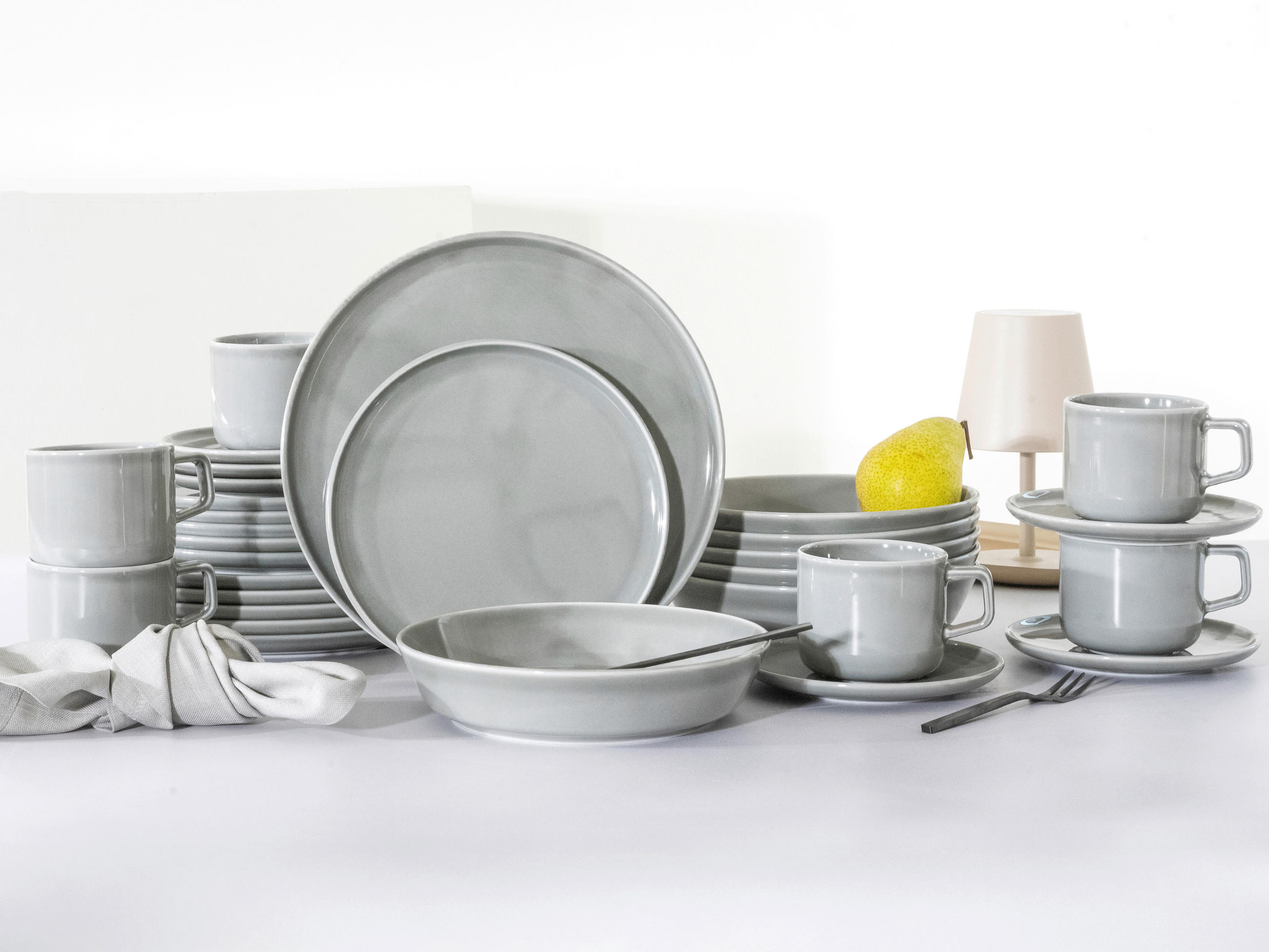 KOMPLETT SERVIS Chef Collection Grau 30 delar  - ljusgrå, Basics, keramik (41/32/29cm) - Creatable