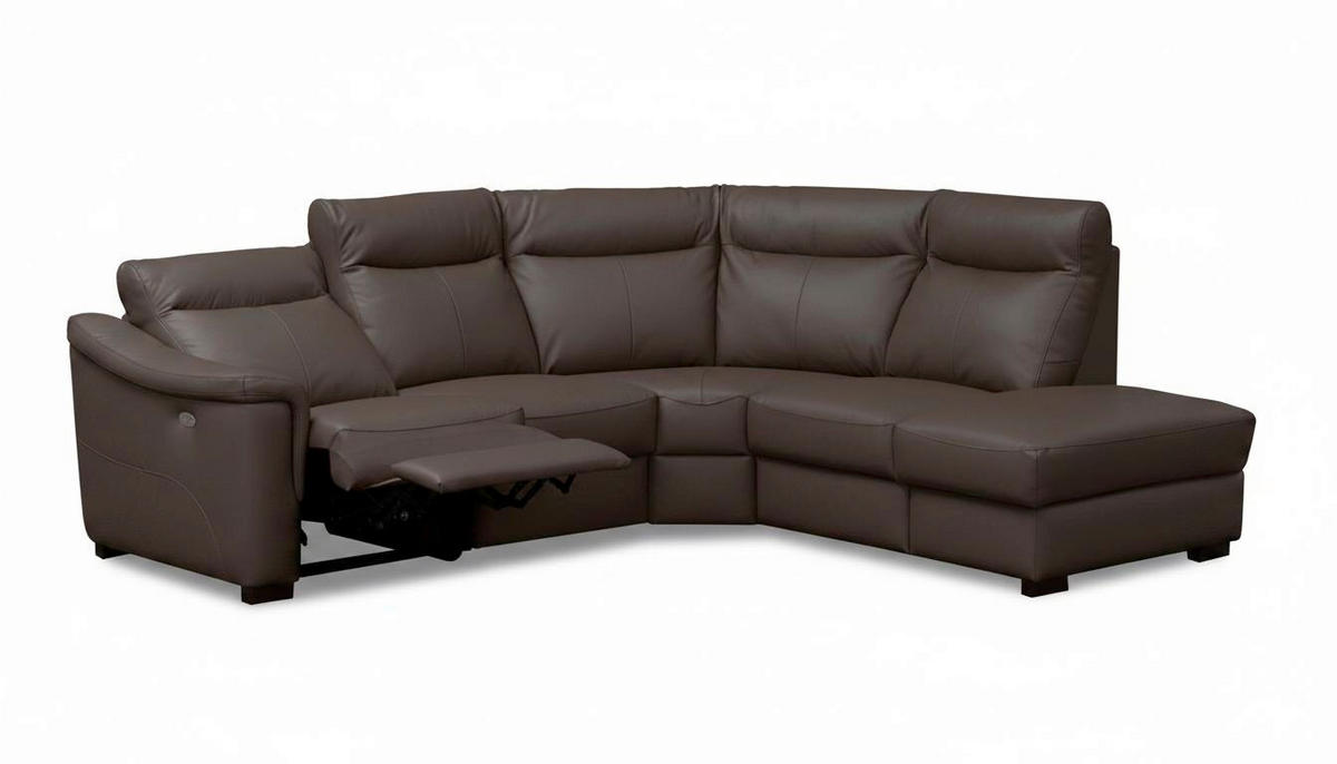 ECKSOFA Echtleder Dunkelbraun  - Wengefarben/Dunkelbraun, Design, Leder/Holz (260/229cm) - Livetastic